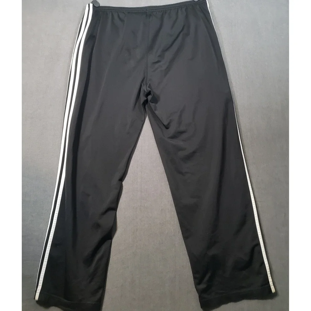Adidas Track Pants Mens XL Black White 3-Stripe Straight Leg Drawstring Athletic